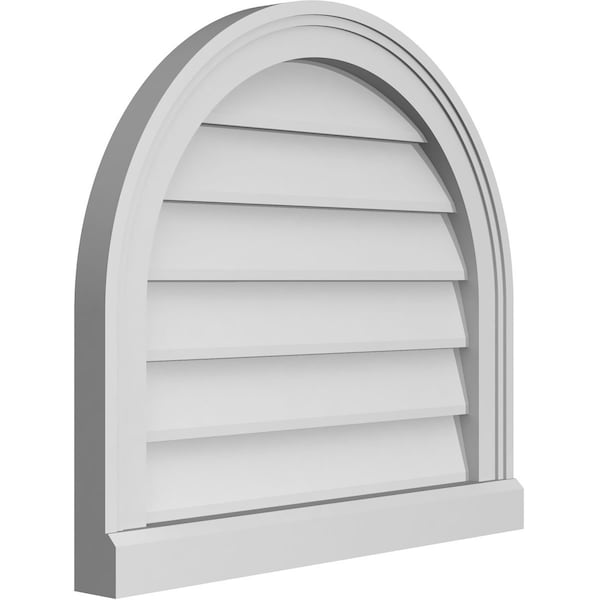 Round Top Surface Mount PVC Gable Vent W/ 2W X 2P Brickmould Sill Frame, 22W X 20H